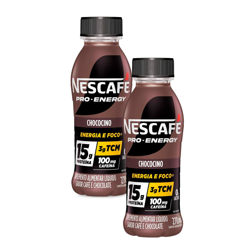 Kit 2 Suplemento Alimentar Nescafé Pro-Energy 15g de Proteína Chococino 270ml