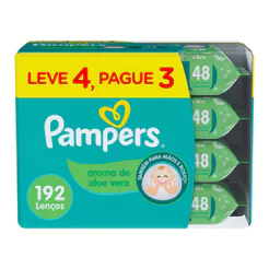 Lenço Umedecido Pampers Aloe Vera 192 Unidades