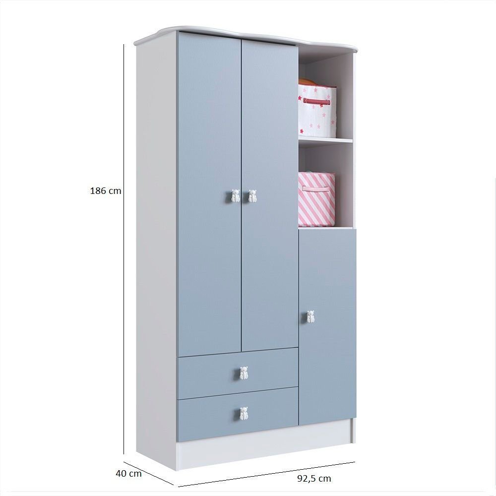 Guarda-Roupa de Bebê 3 Portas 2 Gavetas Baby Azul Azul · foto 2