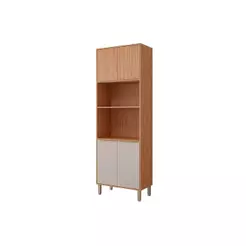 Módulo Cozinha MGM Divina Paneleiro Torre Quente c/ 4 Portas e 2 Nichos p/ Forno 70cm Freijo/Off White-MGM