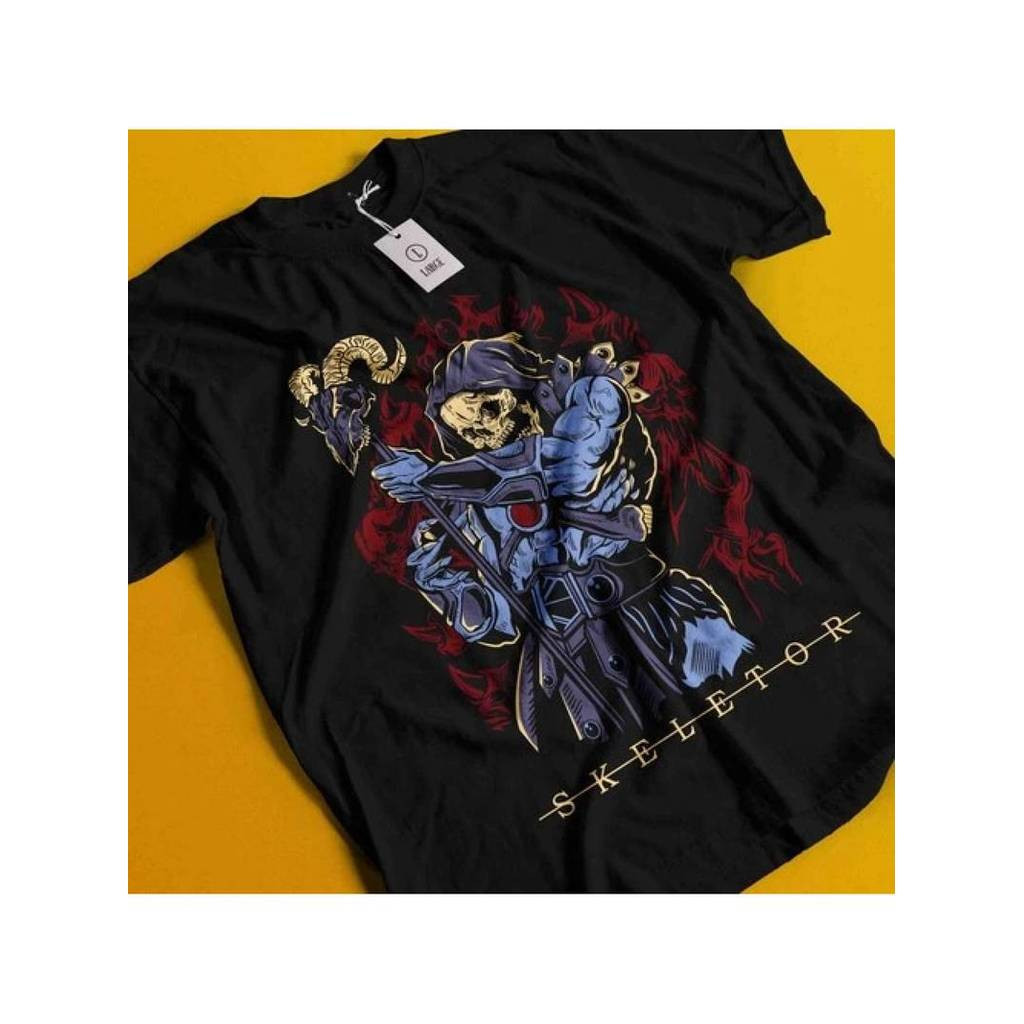 [Camiseta Premium em Algodão Puro]VU Masculina Personagem Anime Esqueleto Guerreiro Vintage Divertida Estilosa Retrô