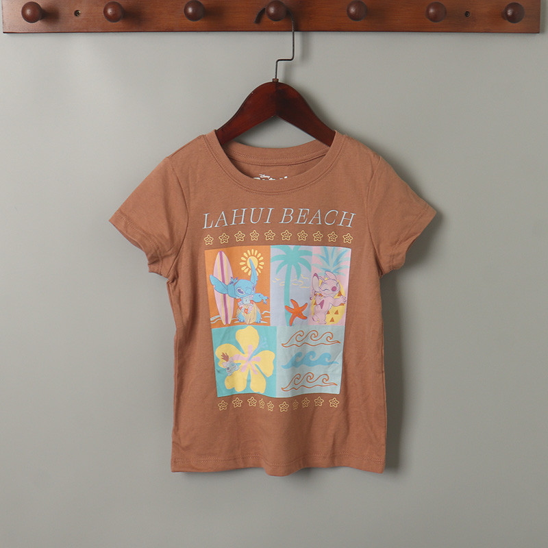 Comércio exterior grande crianças meninas adolescentes algodão manga curta camiseta em torno do pescoço pulôver macio fi