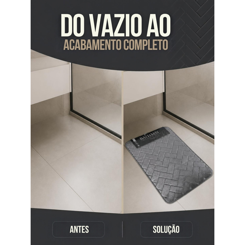 Tapete de Espuma com Memória em Veludo - Cinza Claro — imagem 2 de 2