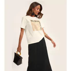 T- Shirt Feminina em Meia Malha Rovitex Bege
