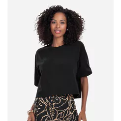 Blusa Feminina Manga Camponesa Rovitex Preto