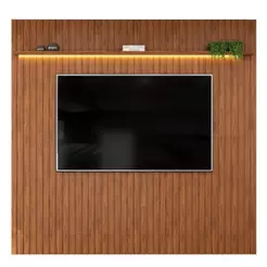 Painel Para Tv Até 85 Polegadas 2,50m Ripado Autêntico com Led e Prateleira Montreal Madeirado