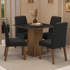 Conjunto Sala de Jantar Tampo de Madeira 4 Cadeiras Cannes Madesa