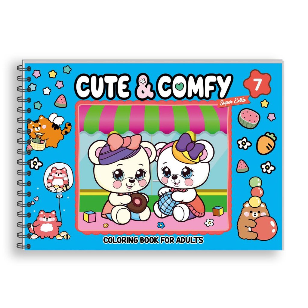 Livro Cute & Comfy Super Extra - Livro de Colorir Adulto - Capa Dura Holográfica - Livros Sorocaba
