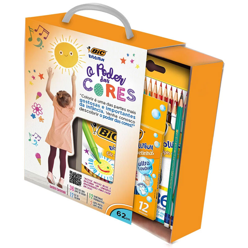 Kit escolar O Poder das Cores com 62 itens Bic