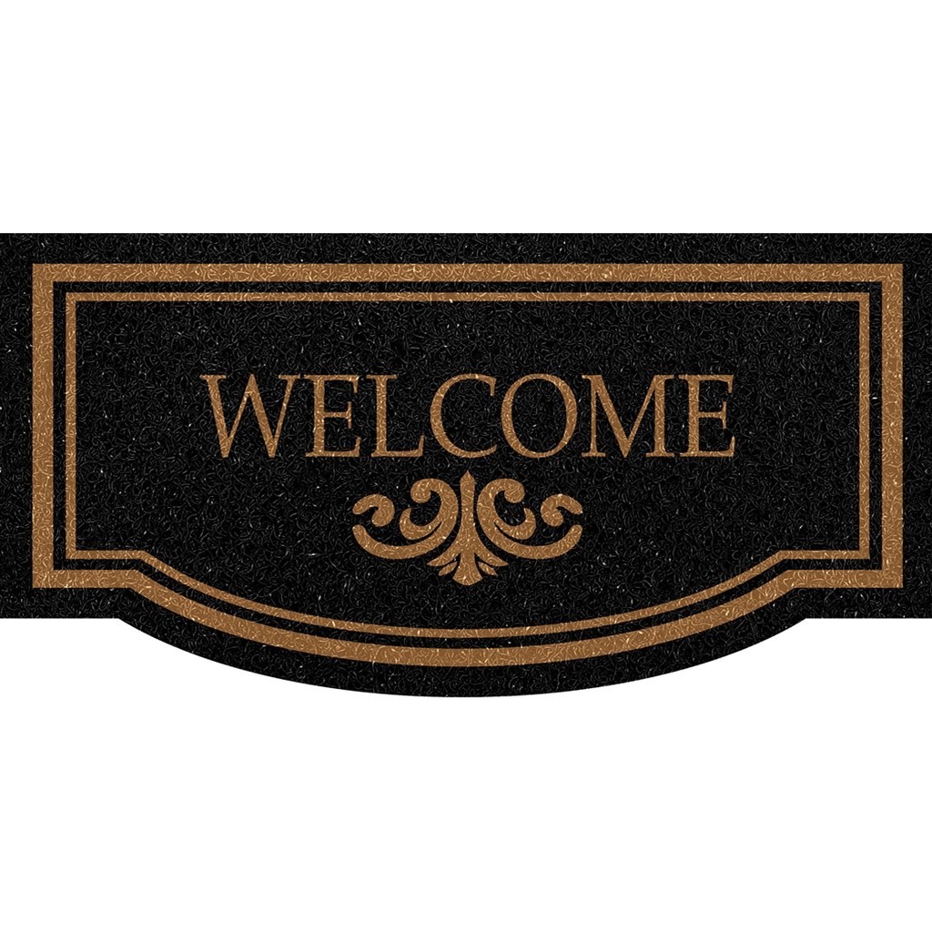 Tapete Porta Entrada Casa Capacho Vinil Formas Welcome Black Kapazi Antiderrapante 30x70cm