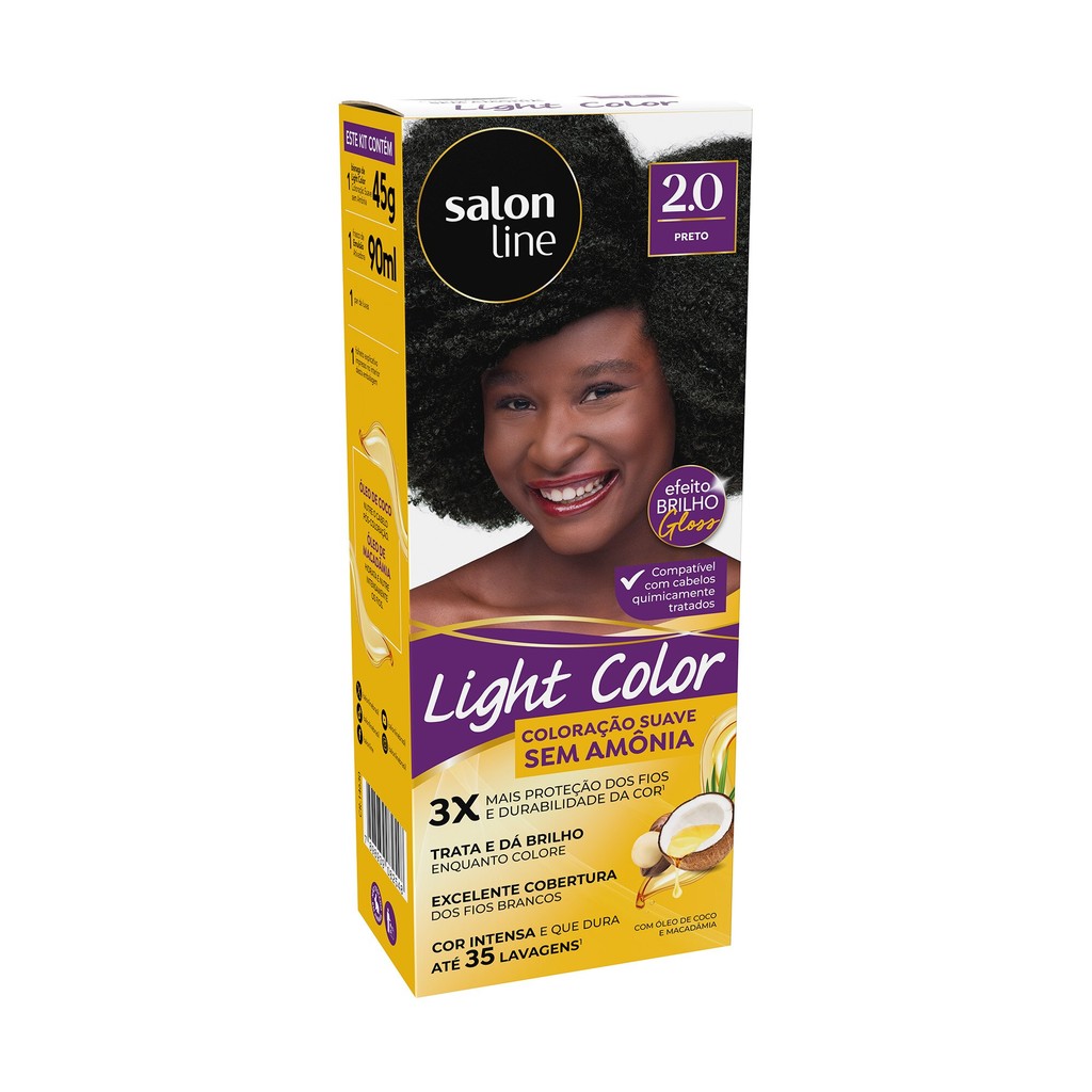 Coloração suave Light Color 2.0 Preto Salon Line em Oferta na Shopee