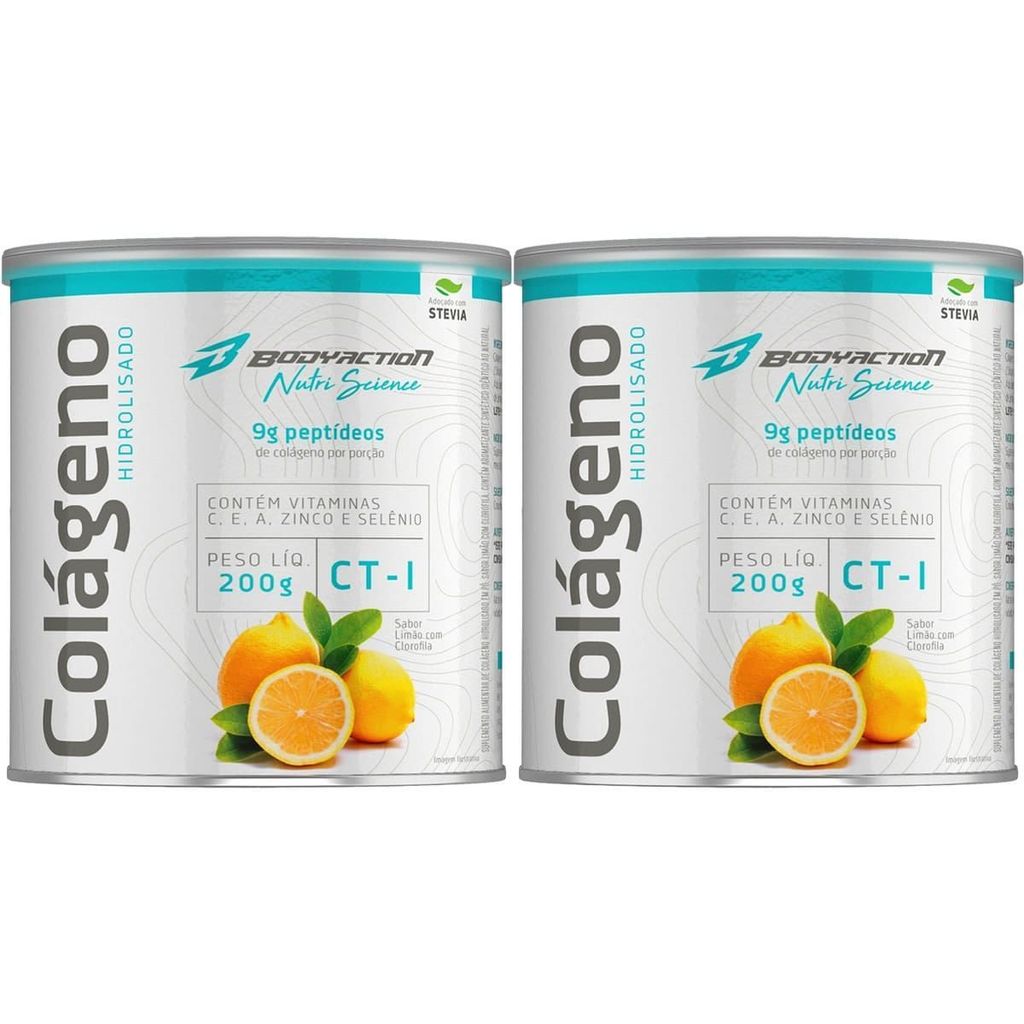 Kit 2X Colágeno Hidrolisado Nutri Science - 200g Limão com Clorofila - BodyAction