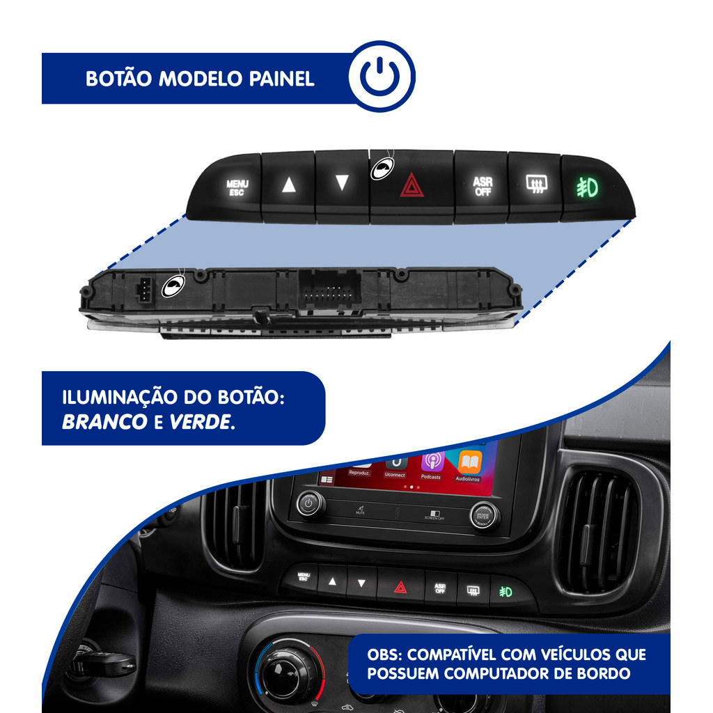 Kit Farol de Milha Neblina Mobi 2022 Em Diante Botão Painel + Kit Lâmpada Super LED 6000K · foto 2