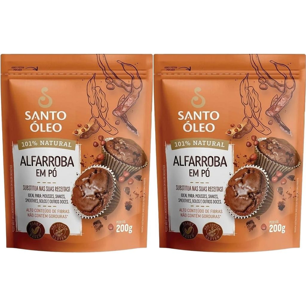 Kit 2X Alfarroba em Pó - 200g - Santo Óleo em Oferta na Shopee