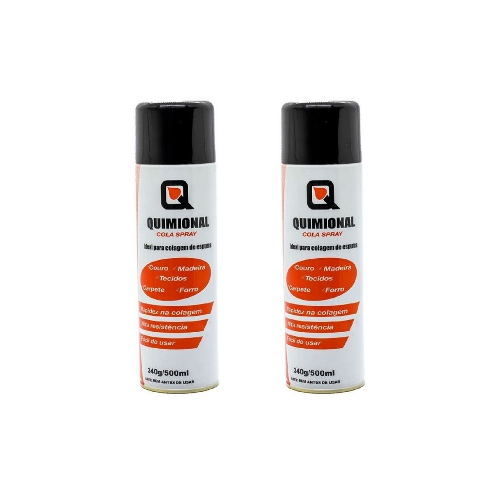 Kit 2 Cola em Spray Ideal para Espumas Acústica 500ml Cola de Contato Sapateiro Madeiras Couro e Tecido Quimional