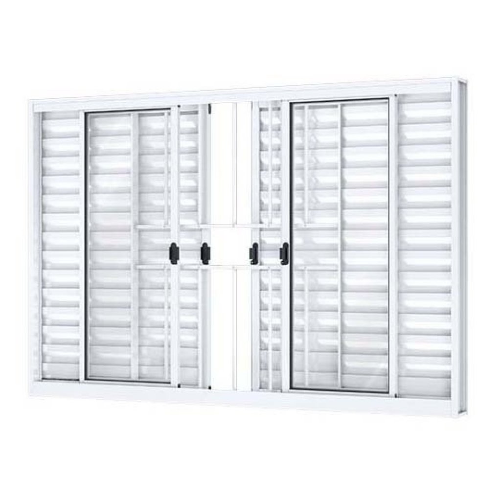 Janela Veneziana de Correr Central com Grade 6 Folhas Alumínio 100x200cm Branco Riobras Branco em Oferta na Shopee