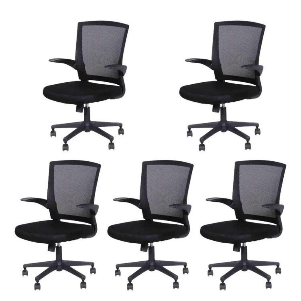 Kit 5 Cadeiras Escritório Diretor com Relax Tela Mesh Milão 3314 Cadeira Diretor