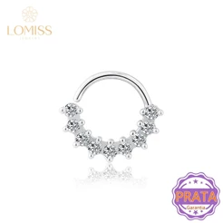 Piercing Orelha Nariz Argola Torção Prata 925 9 Pedras Zircônias Cravejado Para Helix Septo Rook Conch Boca Detalhes