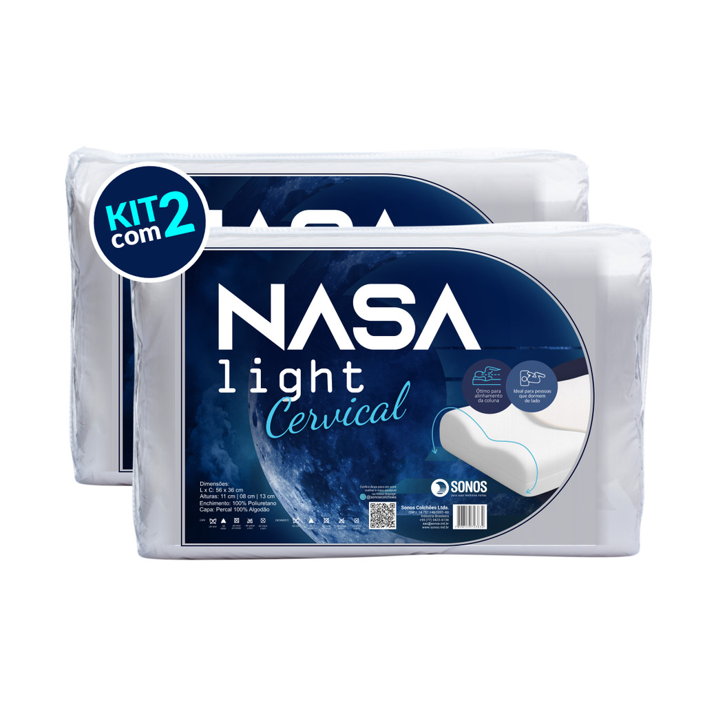 Kit 2 Travesseiros Nasa Light Cervical Sonos Casal em Oferta na Shopee