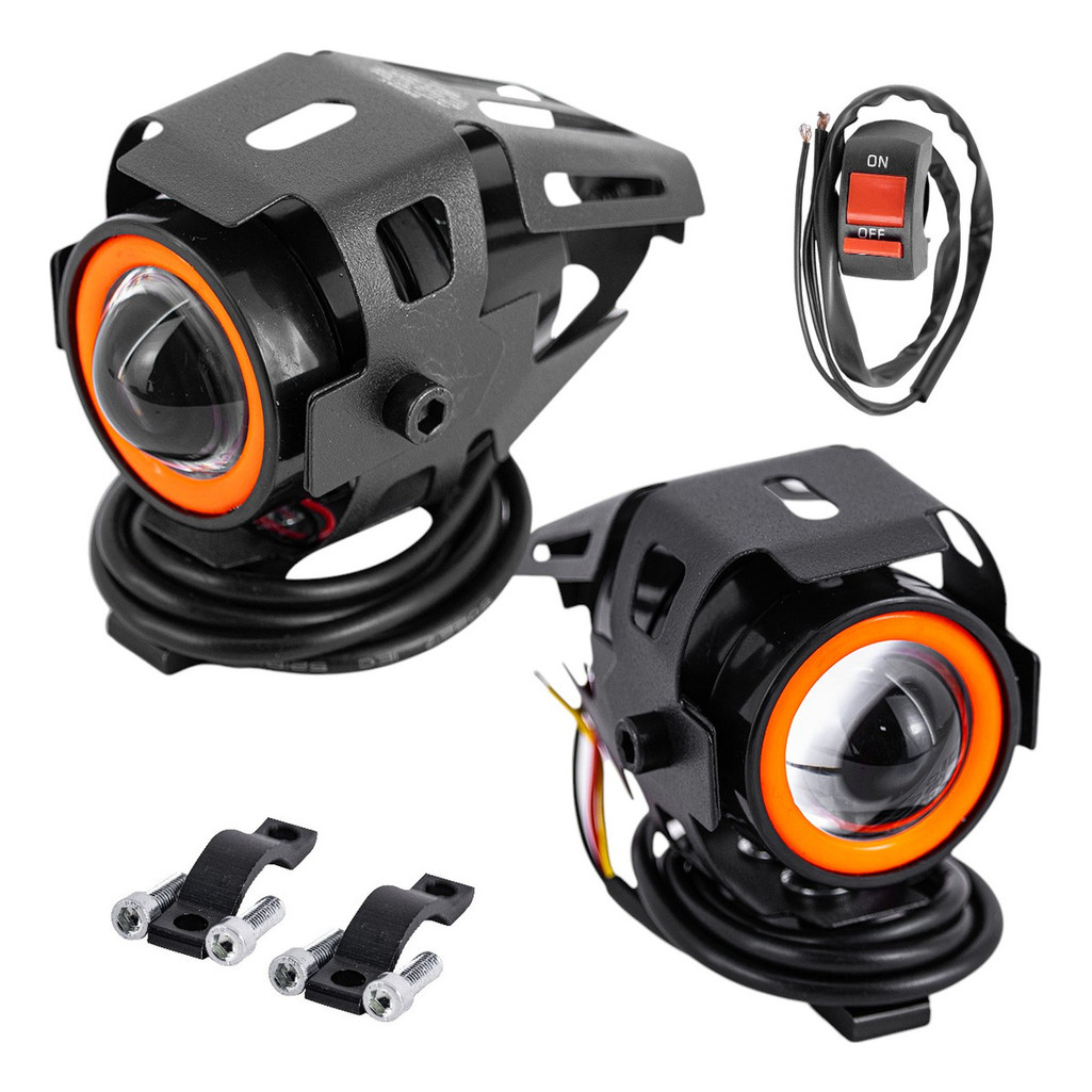 Farol De Milha Led 30w Angel Eyes Moto Mini Projetor Ambos Lados em Oferta na Shopee