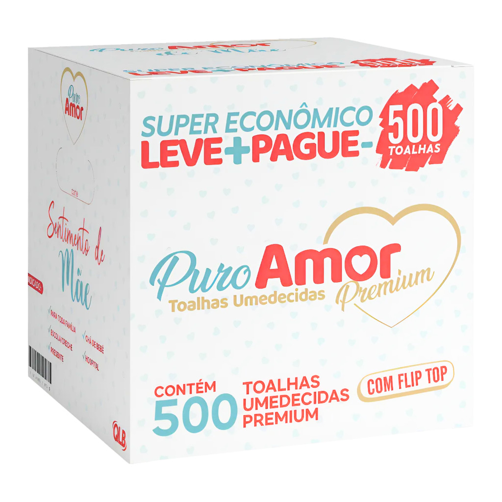 Premium Toalhas Umedecidas Puro Amor Box Contendo 500 Lenços em Oferta na Shopee