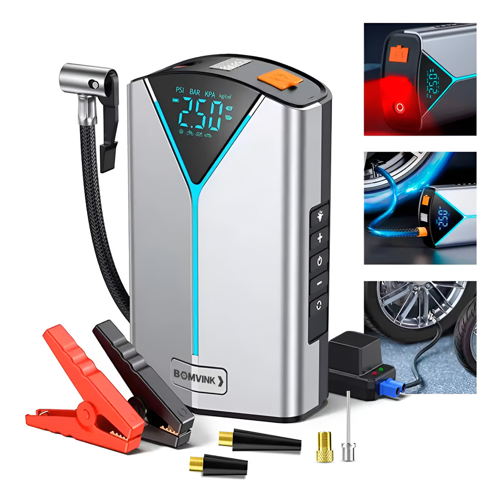 Auxiliar Partida Automotivo Bateria Portátil Compressor Ar PowerBank 10000mAh 12V