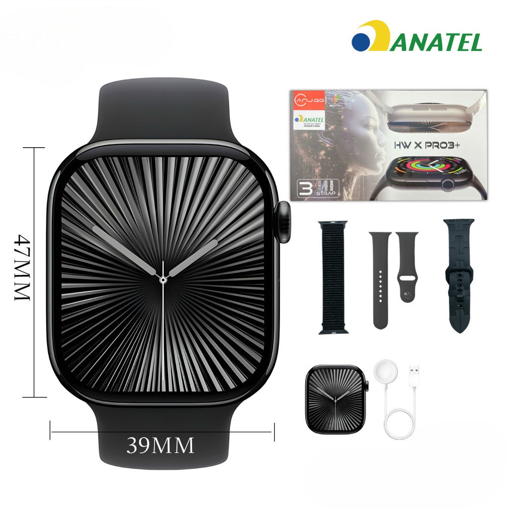 Smartwatch HW X PRO3+ Tela HD 2.02", Chamadas Bluetooth, Monitoramento de Saúde e Pulseira em Silicone Líquido yihan