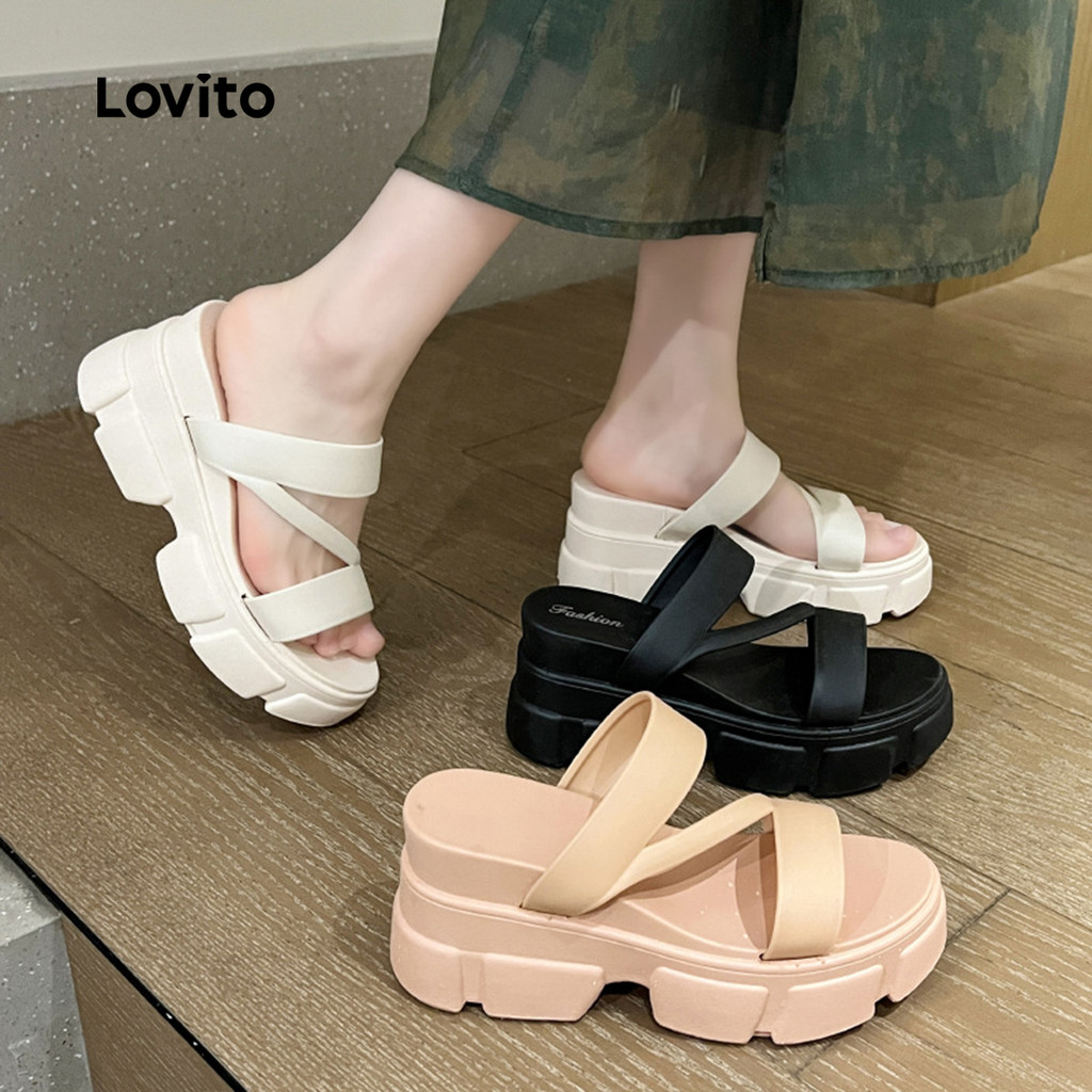 Detalhes do Lovito Sandálias Rasas Casuais para Deslocamentos femininos LFA97133
