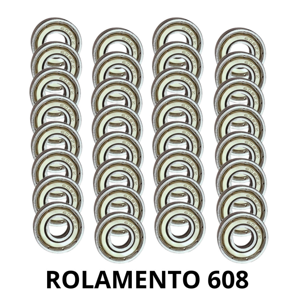 Kit 10 Rolamentos Semiprofissional Abec 608ZZ - Serve em: Skate, Patins, Longboard e Patinete
