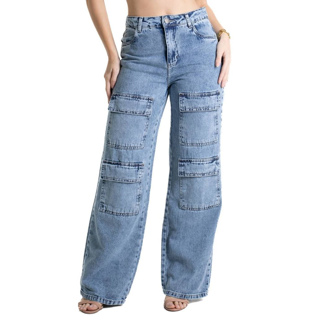 Calça Jeans Sawary Wide Leg - 280601 em Oferta na Shopee