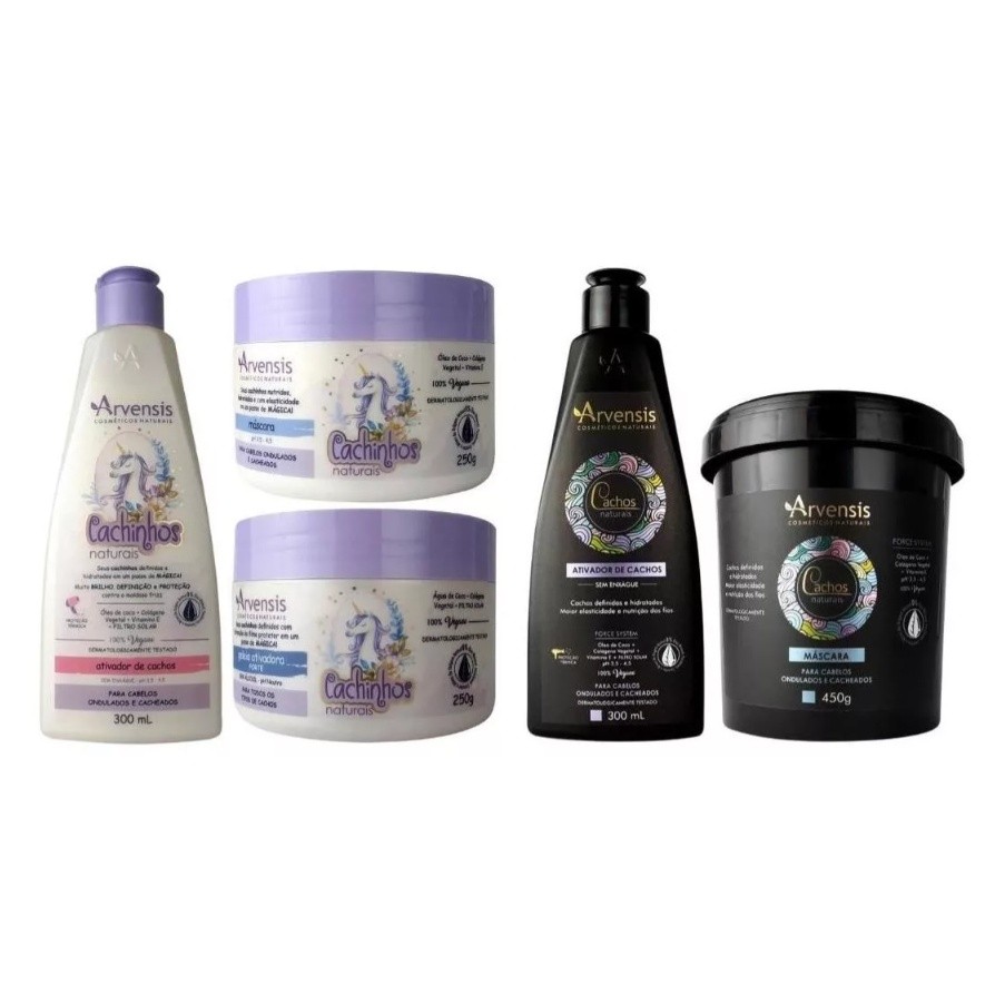 Kit Arvensis Cachinhos Ondulado 3 Itens + Ativador e Mascara Cachos