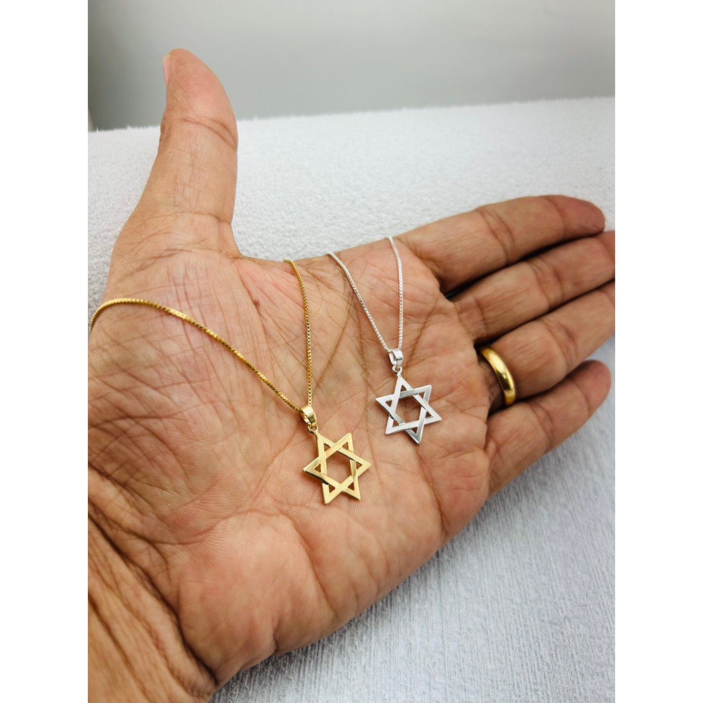 Corrente com Pingente estrela de davi  corrente com pingente estrela de davi  pingente estrela de davi  colar
