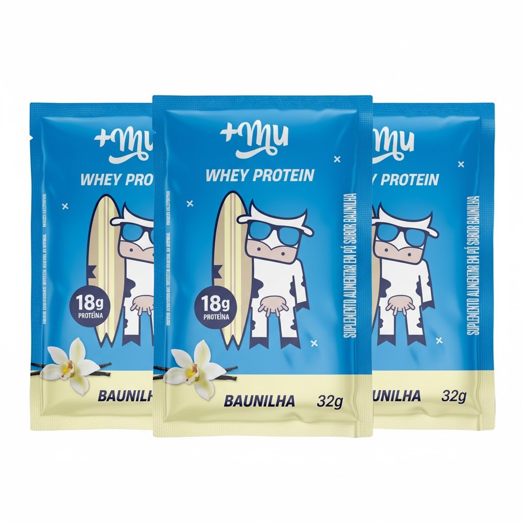 KIT 3 WHEY PROTEIN CONCENTRADO SACHE BAUNILHA 20G PROTEINA 37G +MU
