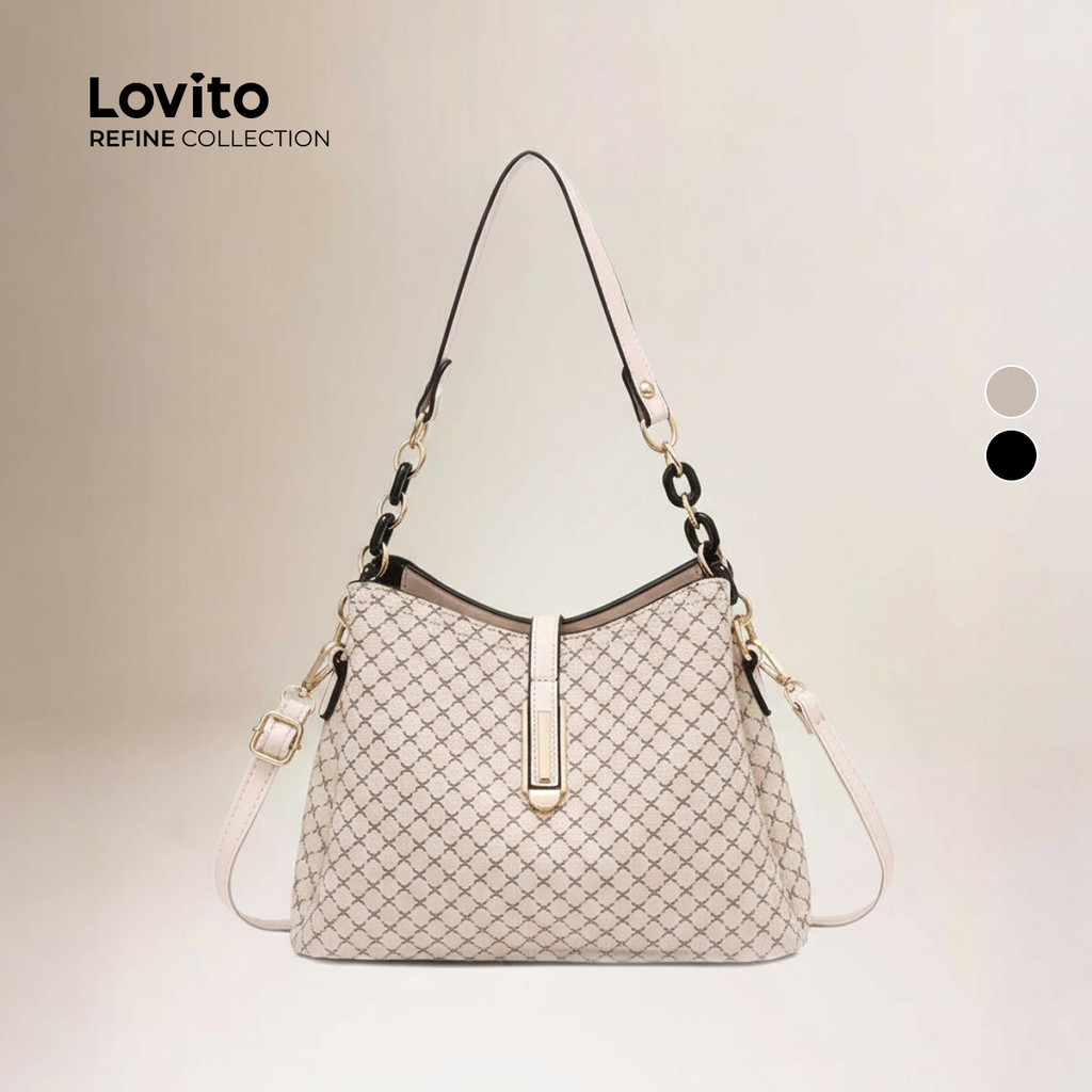 (Bags) Lovito Refine Elegante simples grande bolsa de ombro pequena para mulheres LFAR11016 em Oferta na Shopee