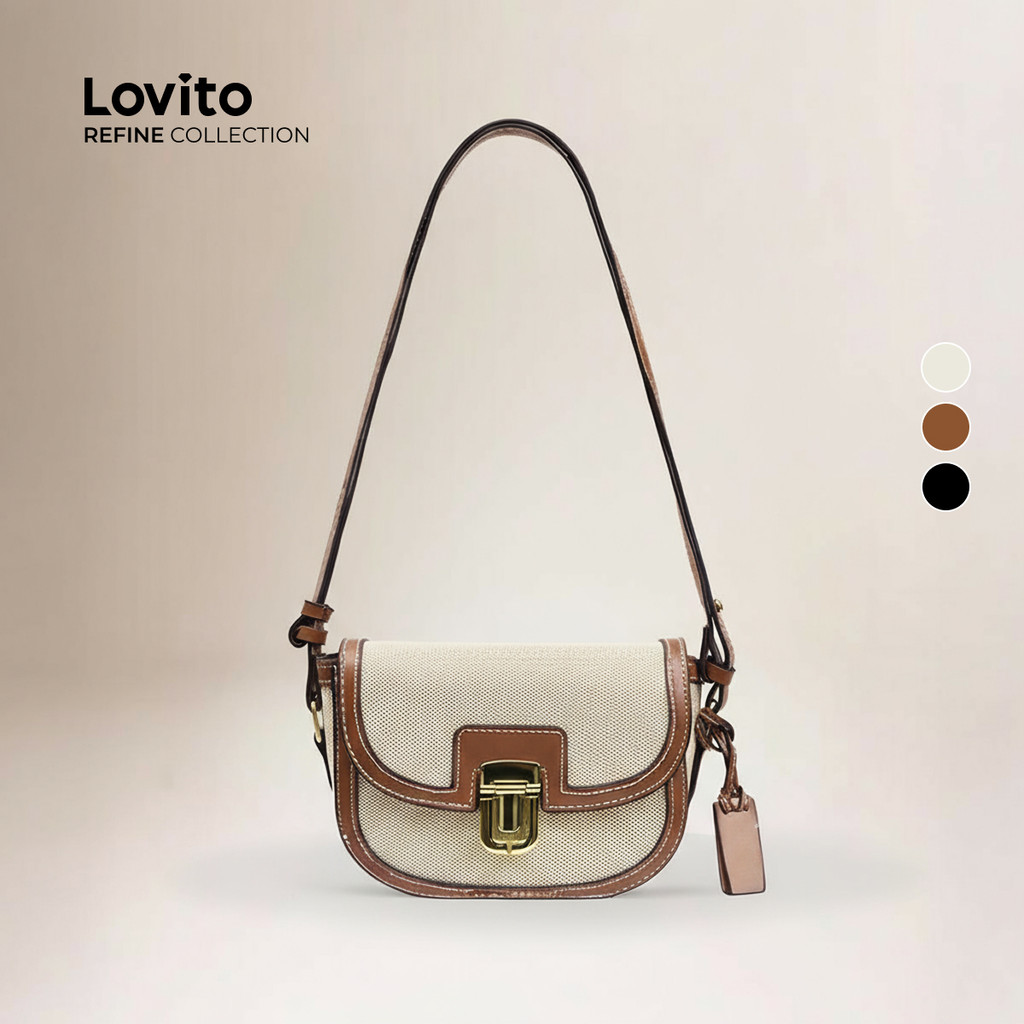 (Bags) Lovito Refine Bolsa de ombro pequena versátil Casual com bloqueio de cor lisa para mulheres LFAR6110 em Oferta na Shopee