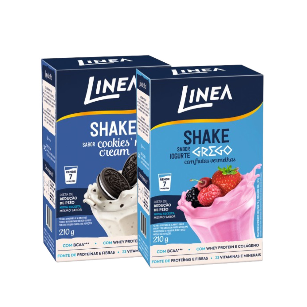 Kit Linha Linea: Shake Cookies e Shake Frutas Vermelhas de 210g
