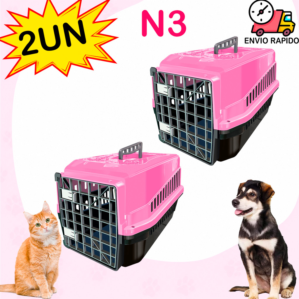 Caixa De Transporte Transportadora Para Cães Gatos Cachorros Pet Confortável 2 U