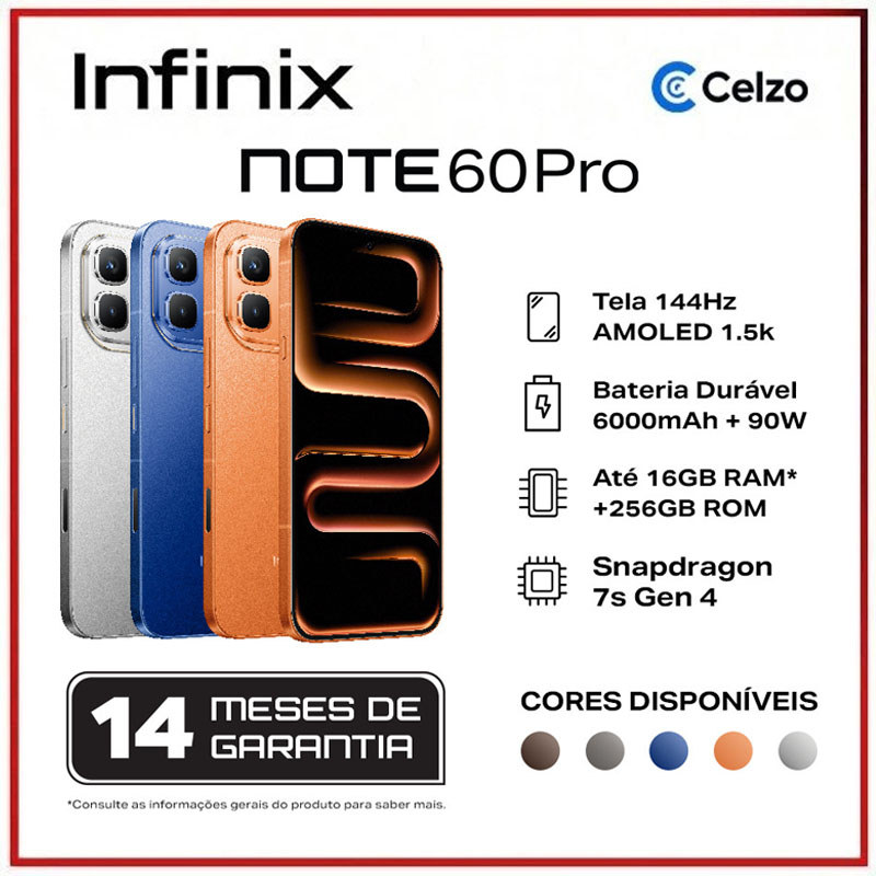 INFINIX NOTE 60 PRO 5G 256GB+16GB(8+8) NFC Versão Global 6000mAh Snapdragon 7s Gen 4