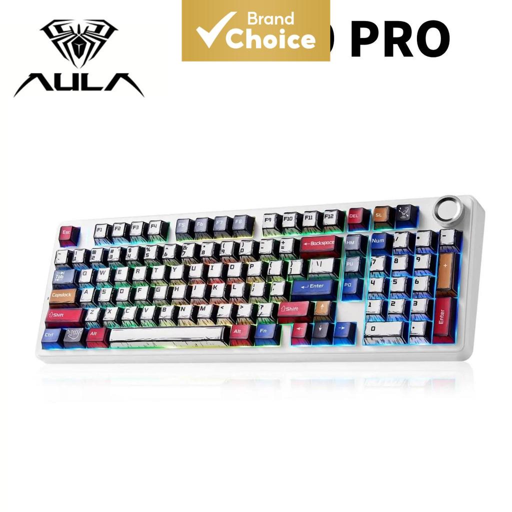 Teclado mecânico AULA F99 Pro sem fio para jogos, teclado Bluetooth intercambiável quente, teclado de computador