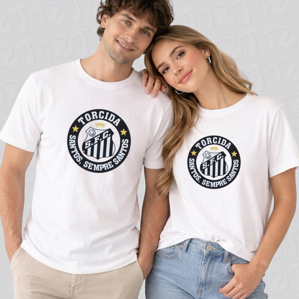 Camiseta Time Santos 100% Algodao PremiumT-shird Unisex Torcedor Futebol Feminino Masculino Sempre Santos
