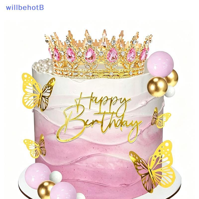 [WillbehotB] Topper De Bolo Com Coroa De Cristal , Decoração Grande E Brilhante Para Tema De Princesa , Aniversário , Ch