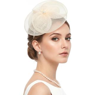 1920s Fascinators Hat for Women Tea Party Flower Headpiece Mesh Hair Clip for Bridal Wedding