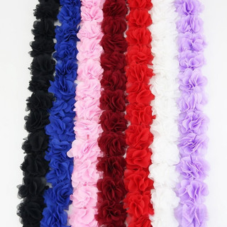 (0.9 Metros) Tecido De Renda De Chiffon Decoração De Flores Presente Artesanato Base Não HPAR JXE0