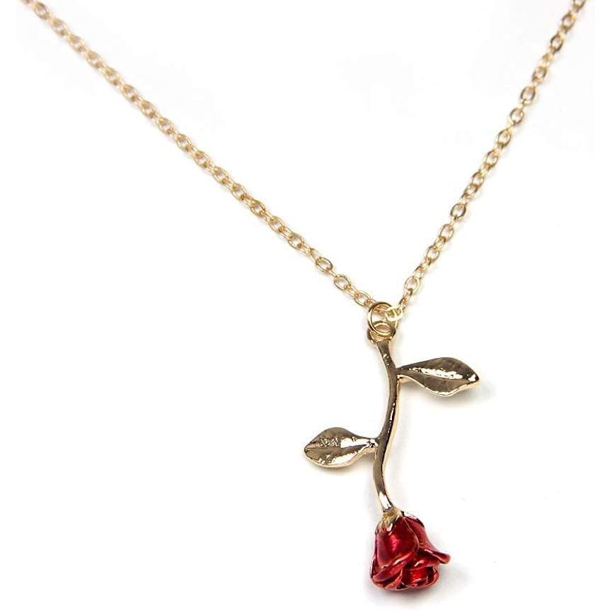 Colar de Ouro Rosado para Mulheres – Colar Delicado com Pingente de Flor, Colar de Ouro para Joias Femininas, Colar Mini