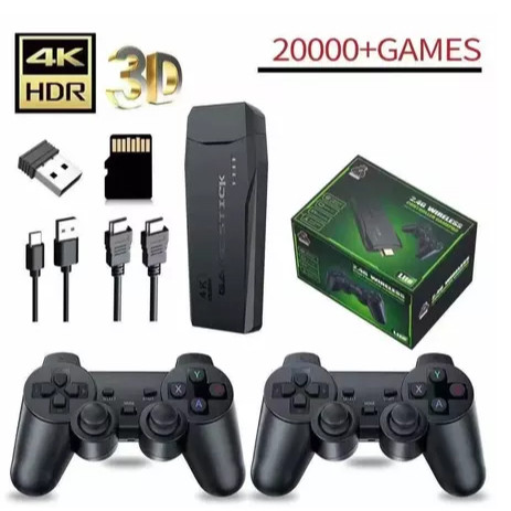 20000+ M8 Videogame Stick 4K 64gb 2 Controles Sem Fio Console Portatil Jogos Retro Antigo Original MM