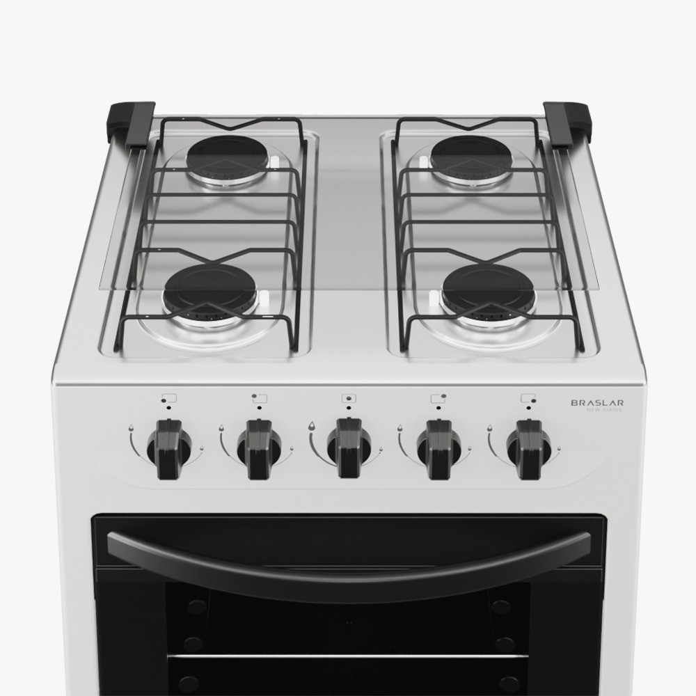 Fogão 4 Bocas Braslar New Sirius Manual Mesa Inox Forno Easy Clean Branco — imagem 2 de 2