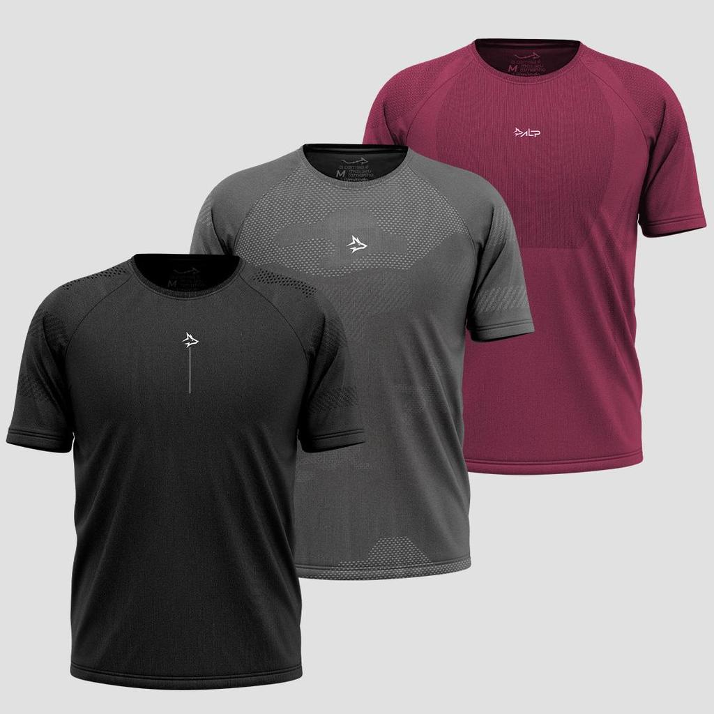 Kit 3 Camisetas Apex Sem costura Alpha
