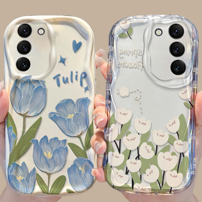 Capa Para Samsung Galaxy S26 Ultra S25 S24 Plus S26FE A17 A06 A07 A16 A56 M16 A36 A55 A15 Tulipa Flor De Silicone Macio