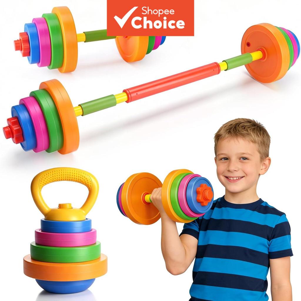 Conjunto de halteres de peso de plástico ajustável infantil, brinquedo de fitness sensori…