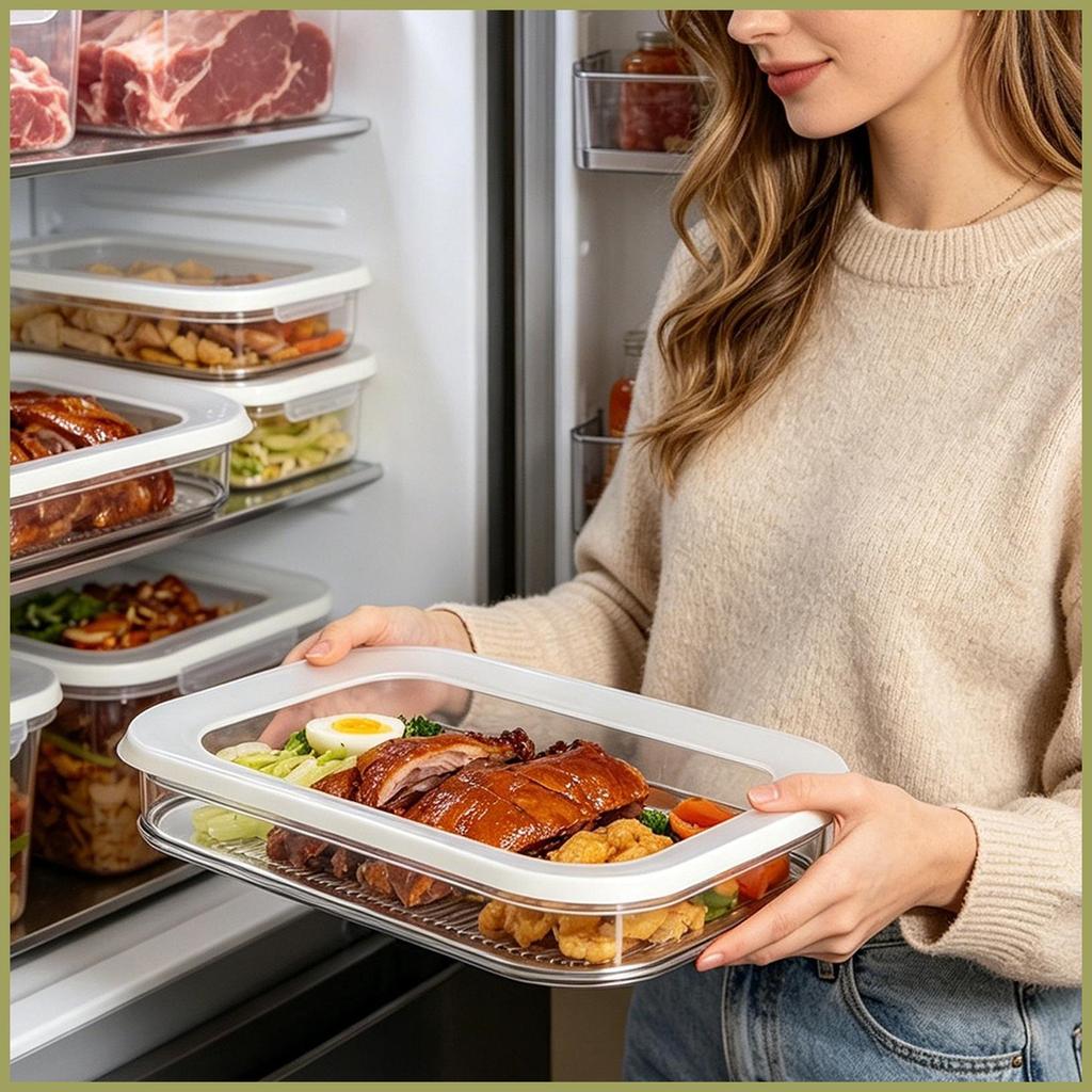 Recipientes Com Tampas Tampa , Organizador Hermético Transparente , Recipiente De Carne De Bacon Para Geladeira Queijo ,